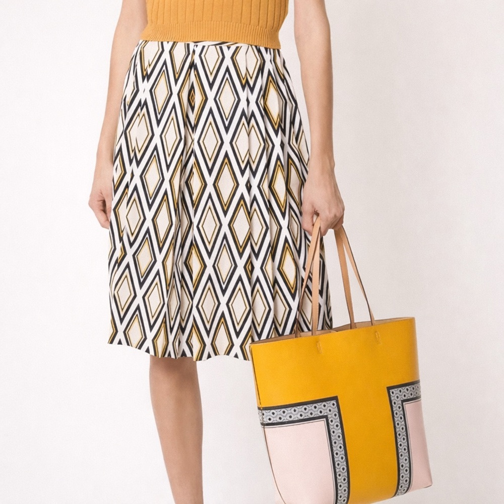 Tory Burch Faye Pleated Culottes wide-leg Skort Skirt Diamond Print NEW SIZE 14